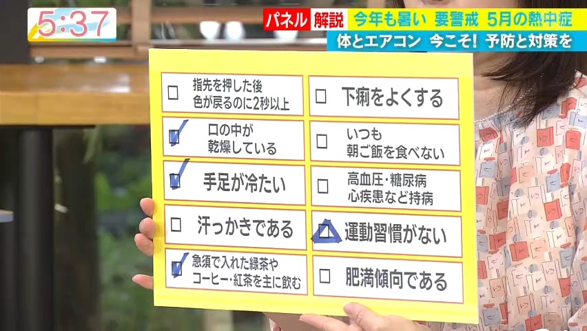 熱中症になりやすい方のセルフチェック